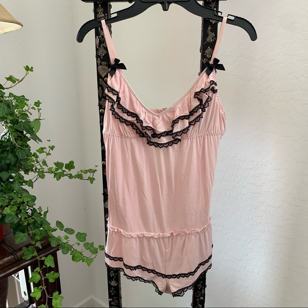 Victoria's Secret Pink Ruffle Lace Trim Camisole & Shorts Set